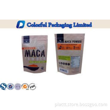 Resealable Kraft Paper Stand Up Pouch With ziplock / tear n